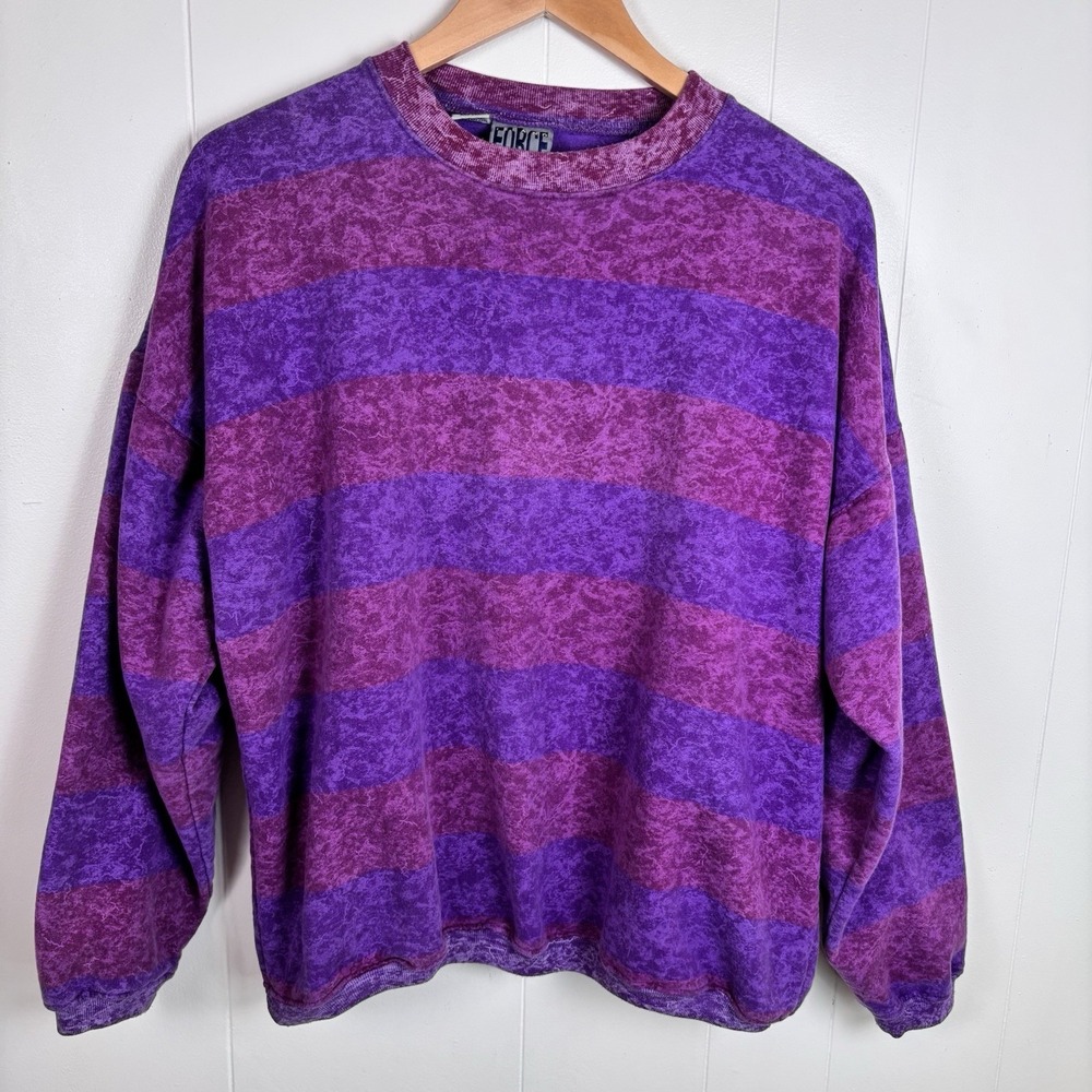 Vtg 90s Island Force Purple Pink‎ Sweatshirt USA Made Measures Men S /Women M